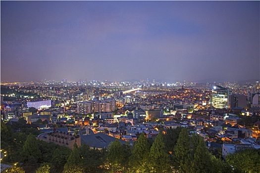 中心,首尔,韩国,夜晚
