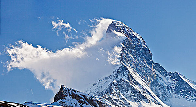 瑞士,瓦莱,策马特峰,马塔角,山,东方,脸,风,雪