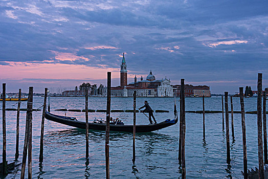 威尼斯,小船,圣乔治奥,马焦雷湖,傍晚,象征