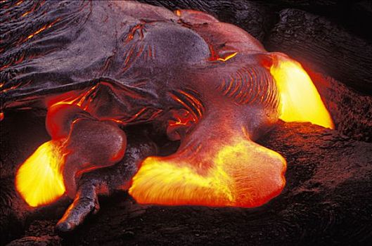 熔岩流,火山,动作,区域,夏威夷