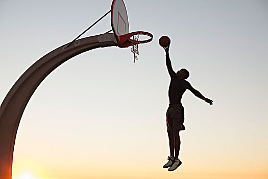 男青年,篮球,跳跃,篮筐,户外