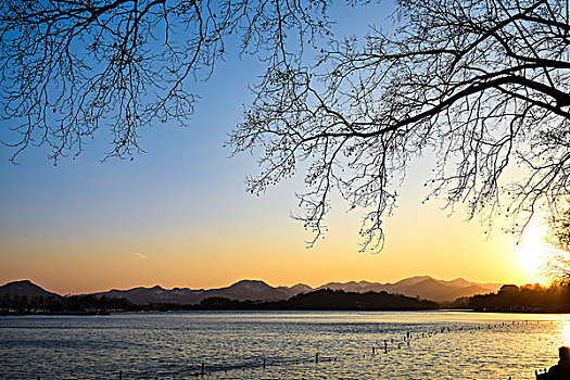杭州西湖风光冬景
