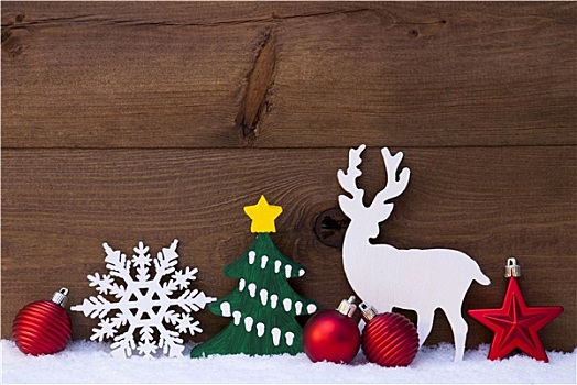 圣诞装饰,驯鹿,雪,绿色,树,球