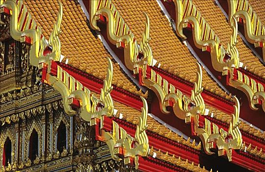 泰国,曼谷,大理石庙宇,特写,彩色