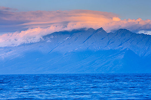 山峦,遮盖,云,莫洛凯岛,毛伊岛,夏威夷,美国