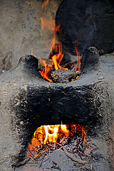 火,简单,粘土,烤炉,拉合尔,旁遮普,巴基斯坦,亚洲