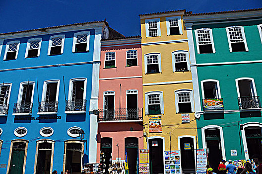 彩色,房子,市中心,彼罗里奥,巴西,南美
