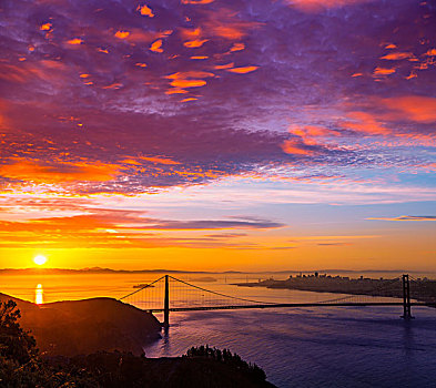 旧金山,金门大桥,日出,加利福尼亚,海岬
