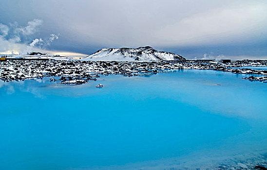 冰岛,蓝色泻湖,活力,蓝湖,围绕,岩石,熔岩原