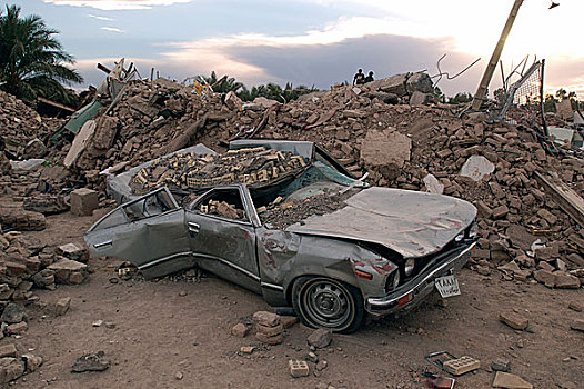 场景,破坏,城市,巨大,地震,十二月,2003年,毁坏,杀戮,30多岁,人,伊朗,一月,2004年