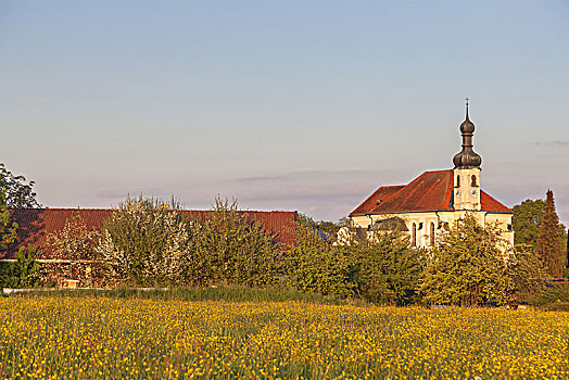 教堂,基姆湖,齐姆高,上巴伐利亚,巴伐利亚,德国南部,德国,欧洲