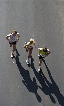 马拉松,跑步者,城市,2008年,北莱茵威斯特伐利亚,德国,欧洲