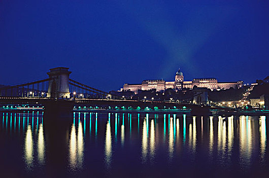 城市,链索桥,多瑙河,皇宫,布达佩斯,匈牙利