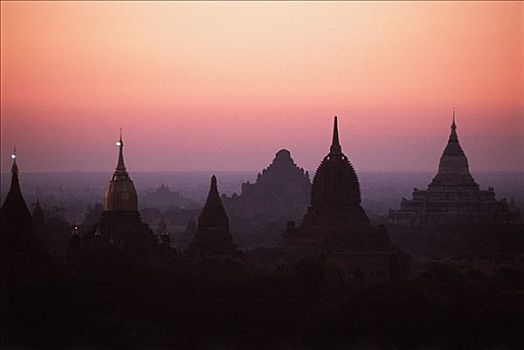缅甸,蒲甘,庙宇,黎明