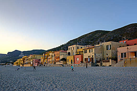 海滩,晚间,气氛,里维埃拉,利古里亚,意大利,欧洲