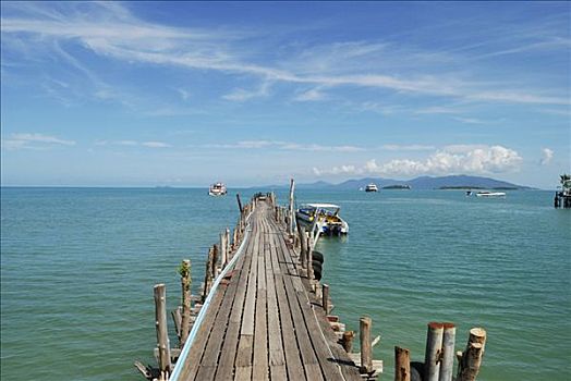 步行桥,蓝绿色,看,岛屿,苏梅岛,泰国