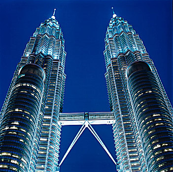 马来西亚,吉隆坡,双子塔,夜晚