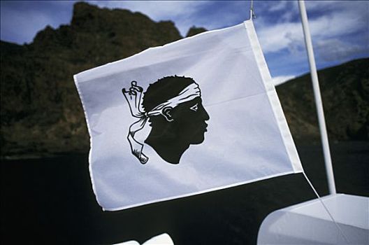 科西嘉岛,科西嘉,旗帜,正面,山峦