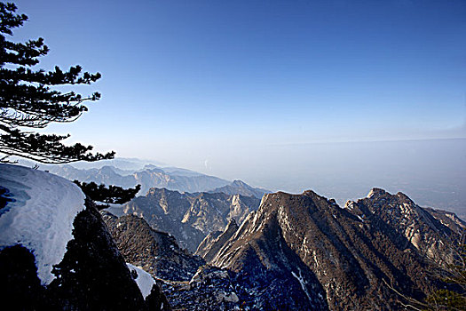 陕西-西岳华山西峰眺望群山