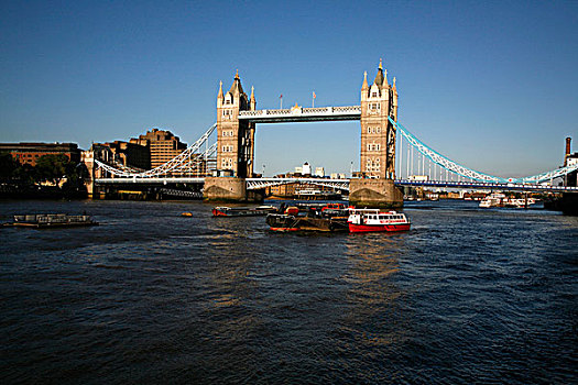 桥,上方,河,塔桥,泰晤士河,金丝雀码头,伦敦,英格兰