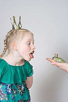 女孩,公主,青蛙,王子