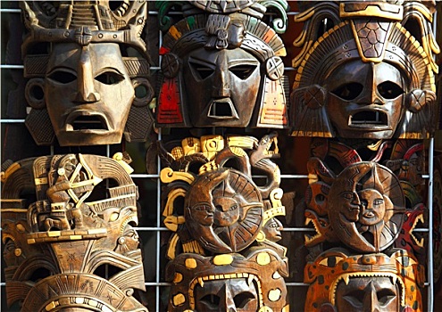 墨西哥人,木质,面具,手工制作,木头,脸