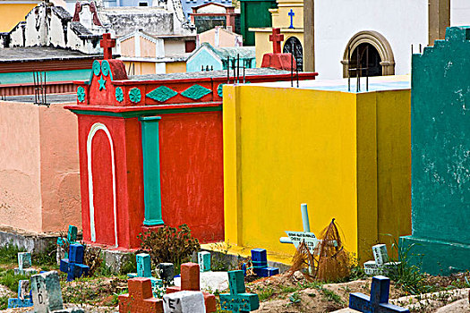 危地马拉,齐齐卡斯提南哥,墓地,一个,彩色,西高地,陵墓,尺寸,小,房子