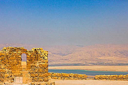 马萨达,遗址,远眺,死海,南方,地区,以色列,世界遗产