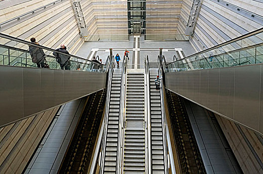 扶梯,法兰克福火车站,火车站,莱比锡,萨克森,德国,欧洲