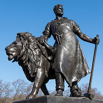 雕塑,一个,男人,狮子,维多利亚,纪念,户外,白金汉宫,伦敦