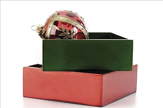 红色,圣诞饰品,绿色,木盒