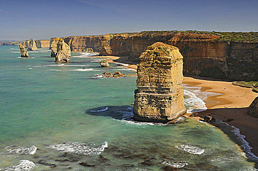 风景,堆积,十二门徒岩,一个,魅力,坎贝尔港国家公园,海洋,道路,维多利亚,澳大利亚