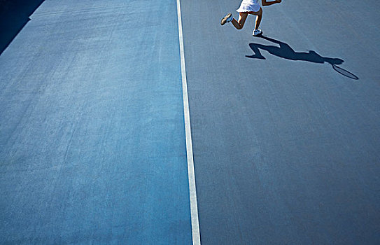 影子,网球手,晴朗,蓝色,网球场