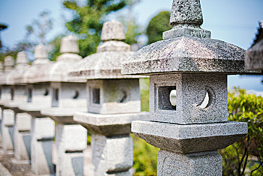 特写,雕刻,石头,柱子,日本,神社