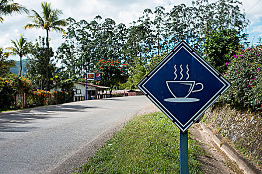 标识,热,咖啡,路边,洪都拉斯