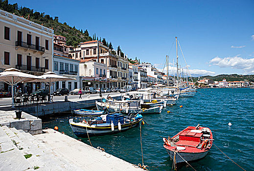 港口,散步场所,渔船,伯罗奔尼撒半岛,希腊,欧洲