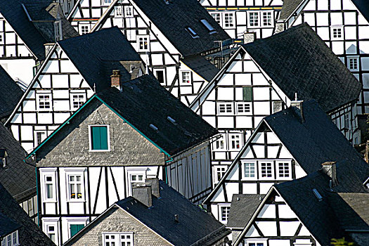 半木结构,房子,历史,城市,中心,山谷,北莱茵威斯特伐利亚,德国,欧洲