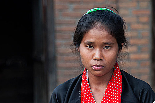 女人,部落,特色,衣服,头像,靠近,钳,掸邦,金三角,缅甸,亚洲