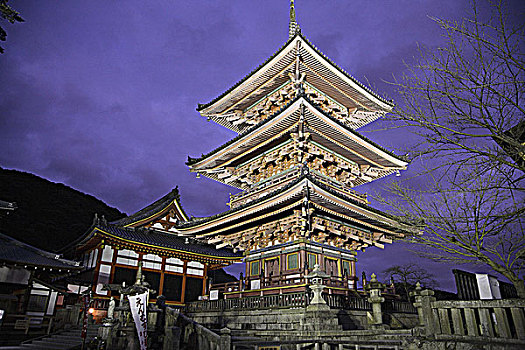 日本,关西,京都,清水寺,佛教寺庙,塔