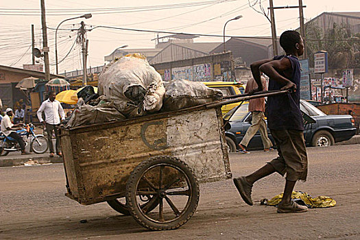 手推车,工作,拉各斯,尼日利亚,一月,2007年