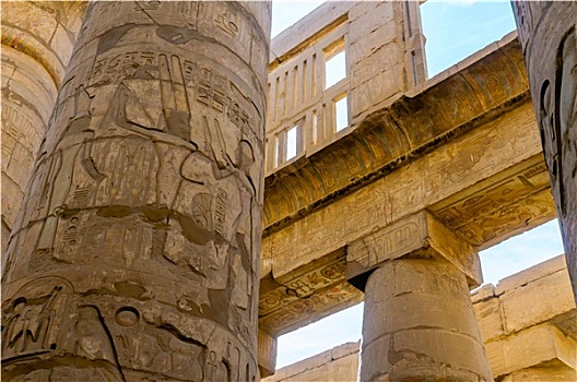 柱子,特写,卡尔纳克神庙,路克索神庙,埃及