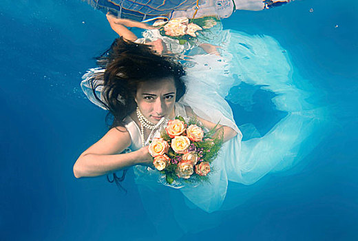 新娘,水下,婚礼,水池,敖德萨,乌克兰,东欧