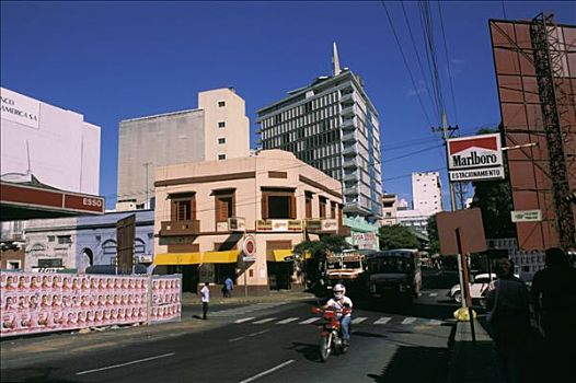 巴拉圭,亚松森,街道,摩托车,市区,加油站