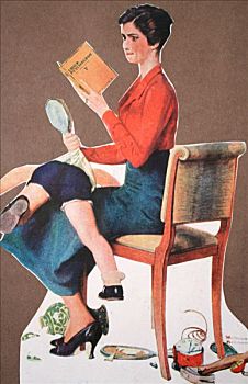 女人,小男孩,读,孩子,心理,书本,20世纪20年代