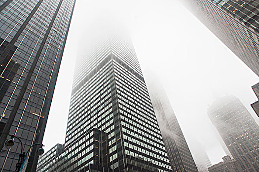 摩天大楼,雾气,纽约,美国