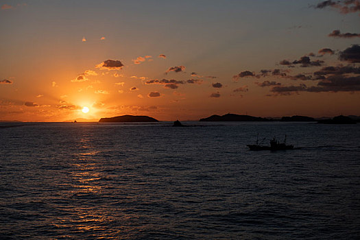 渤海湾海上日出