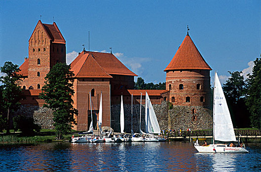 岛屿,哥特式,城堡,湖,特拉凯,立陶宛