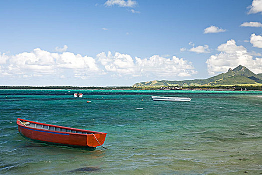 渔船,锚定,靠近,东南部,毛里求斯,非洲