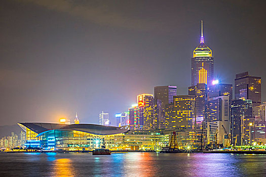 建筑,湾仔,夜晚,香港岛,香港,中国,亚洲