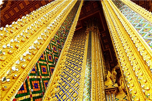 金色,柱子,泰国,庙宇